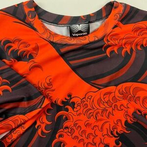 Vapor95 Hot Topic Shirt Red‎ Orange Black Mens All Over Graphic Japanese Anime M